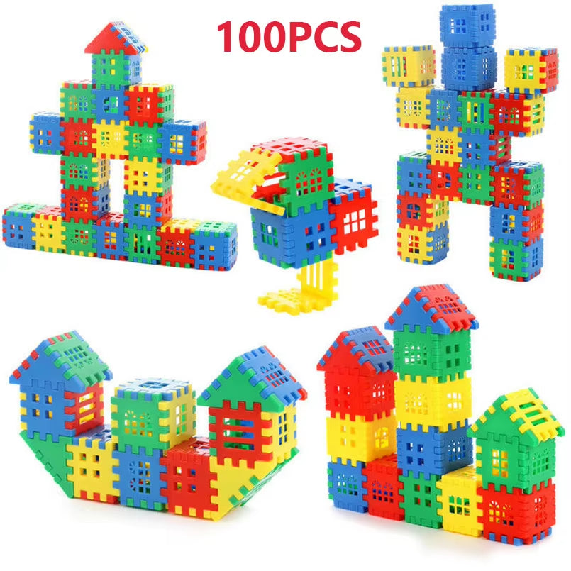 50/100Pcs Baby Developing House Building Blocks Construction Toys for Kids Educational City DIY Brick Interconnecting Block