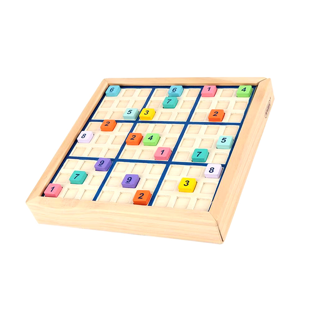 Educational Sudoku Wooden Board Game for Kids - Portable Colorful Blocks to Enhance Logical Thinking and Math Skills