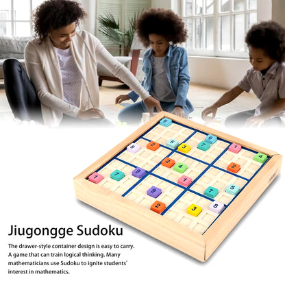 Educational Sudoku Wooden Board Game for Kids - Portable Colorful Blocks to Enhance Logical Thinking and Math Skills