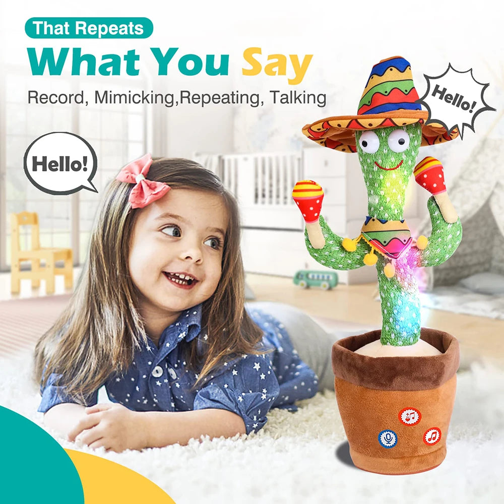 Dancing and Talking Cactus with LED l 120 Songs with recording function for 15 Songs