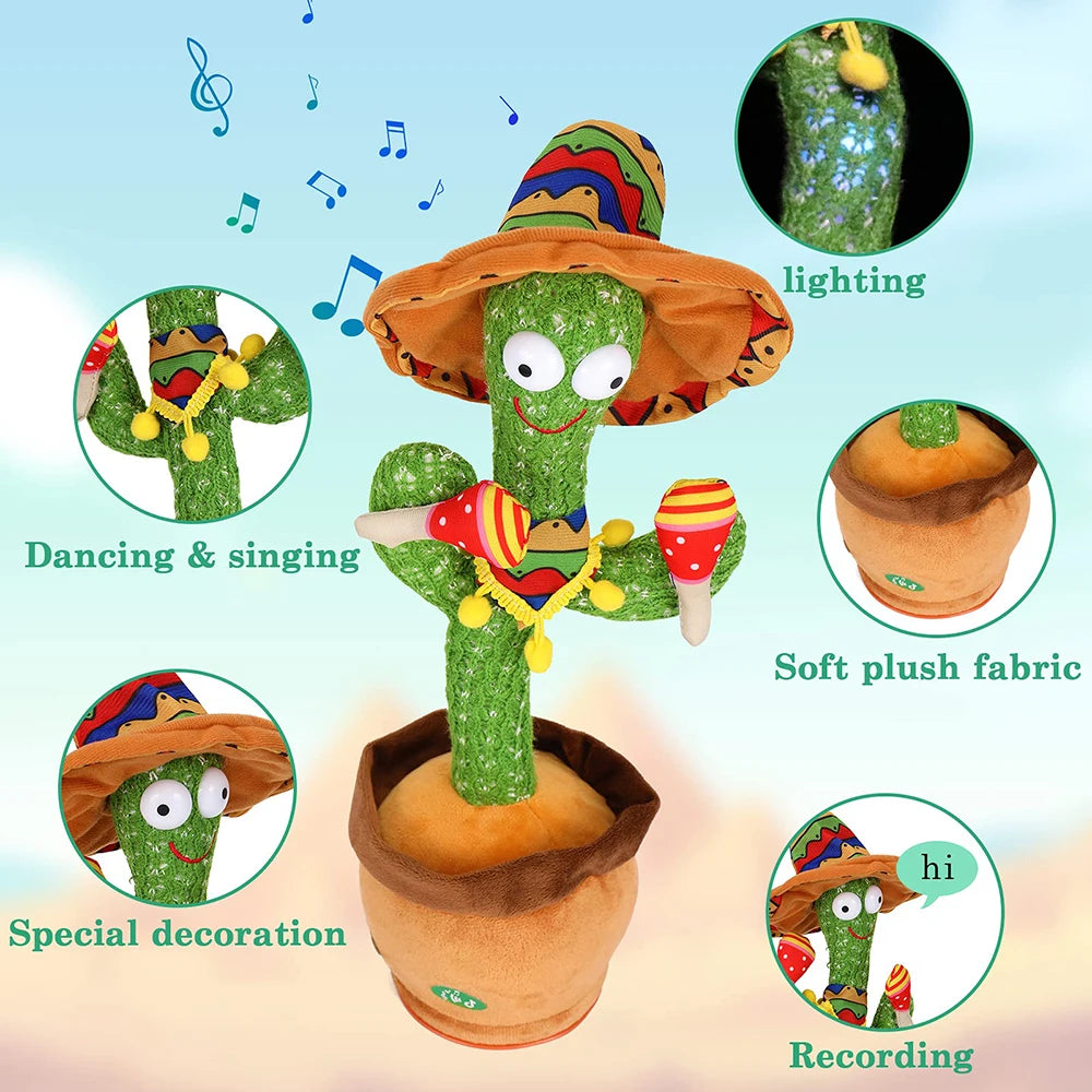 Dancing and Talking Cactus with LED l 120 Songs with recording function for 15 Songs