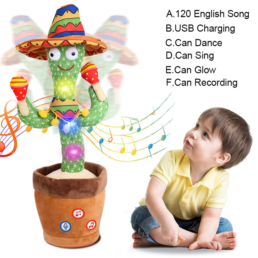 Dancing and Talking Cactus with LED l 120 Songs with recording function for 15 Songs